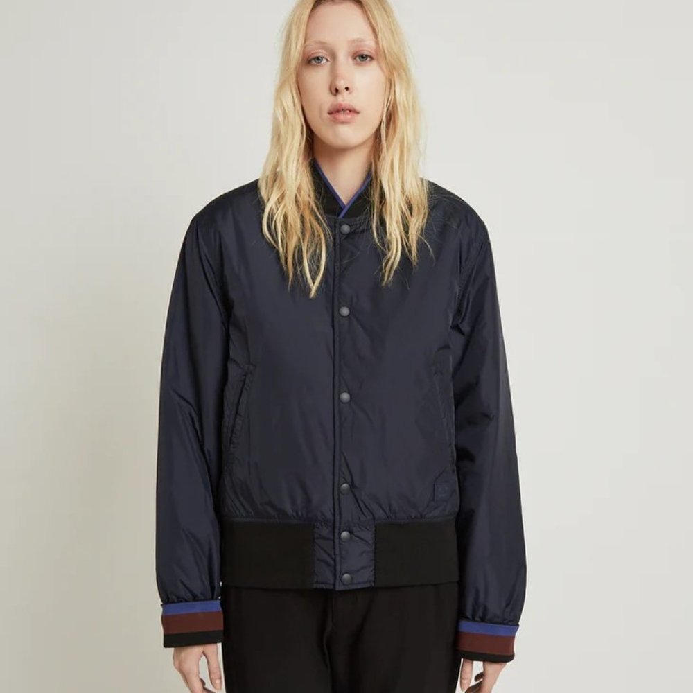 Acne Studios reversible bomber Jacket Mills face navy green made in Lithuania XS